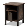 Vaughan Two-Tone Rustic Finished Wood Nightstand Walnut - Baxton Studio: Enclosed Storage, Gold-Tone Pull, Bedroom Furniture - 2 of 4