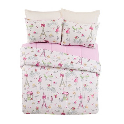 Pretty in Paris Pink Microfiber Twin Comforter Set