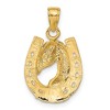 Black Bow Jewelry 14k White or Yellow Gold Horse Head and Horseshoe Pendant, 15mm - 3 of 4