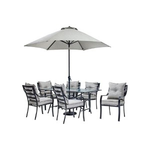 Chic Crate Tempered Glassed Rectangular Patio Dining Set - 1 of 4
