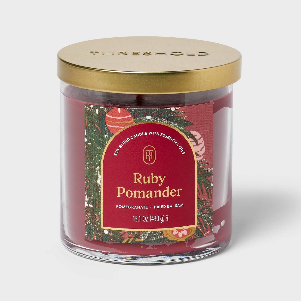 2-Wick Lidded Glass Ruby Pomander Jar Candle 15.1oz - Threshold™