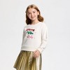 Owillo® Girls' French Terry 'Merry Vibes Only' Graphic Sweatshirt - White - 2 of 3