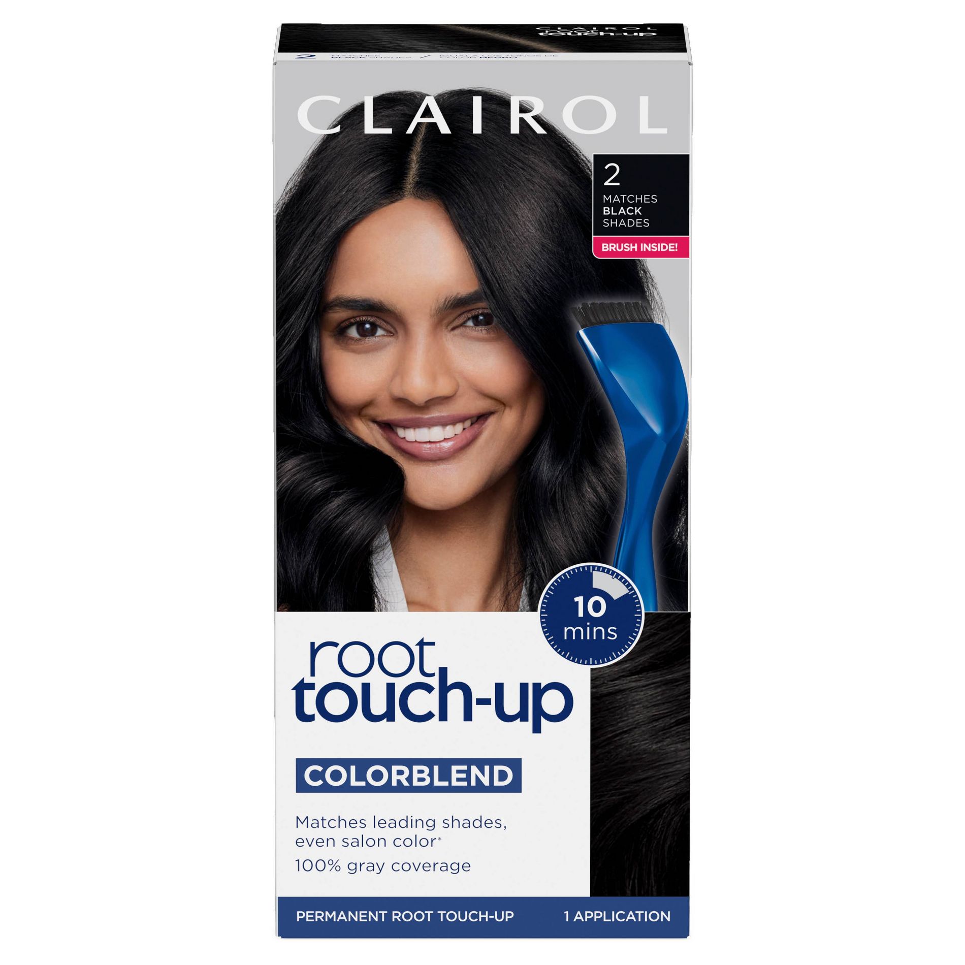 Clairol Root Touch-Up Permanent Hair Color - 2 Black Hair Dye Kit: Paraben-Free, Includes Applicator & Brush