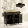Kitchen Island Cart with Rubber Wood Top, Rolling Kitchen Island Table on Wheels with Drawers, Adjustable Shelves, Spice Rack and Towel Rack - 3 of 4