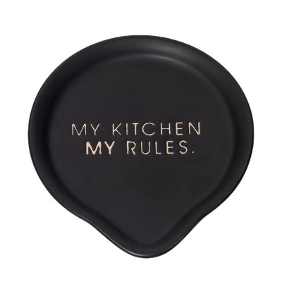 Totalee Gift My Kitchen My Rules Spoon Rest Ceramic Black