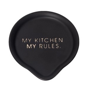 Totalee Gift My Kitchen My Rules Spoon Rest Ceramic Black - 1 of 2