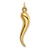 Black Bow Jewelry 14k Yellow Gold Large 3D Hollow Italian Horn Pendant, 7 x 35mm - 3 of 4