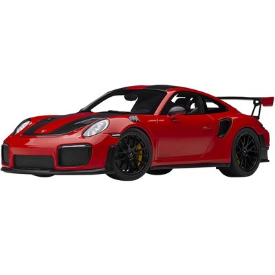 Porsche 911 (991.2) GT2 RS Weissach Package Guards Red with Carbon Stripes 1/18 Model Car by Autoart
