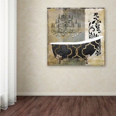 24'' x 24'' Black and Gold Bathtub Canvas Wall Art