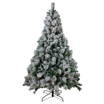 Northlight 7.5' Pre-Lit Flocked Somerset Spruce Artificial Christmas Tree - Clear Lights