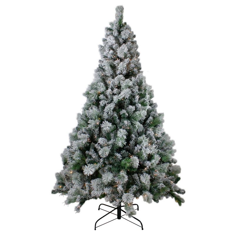 Northlight 7.5' Pre-Lit Flocked Somerset Spruce Artificial Christmas Tree - Clear Lights, 1 of 7