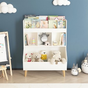 Kids Bookshelf and Toy Storage with Legs, Children Bookcase for Kids Room, Living Room, Nursery,White - 1 of 4