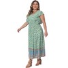 Agnes Orinda Women's Plus Size Floral V Neck Ruffle Sleeve Beach Casual Boho Maxi A Line Dresses - image 3 of 4