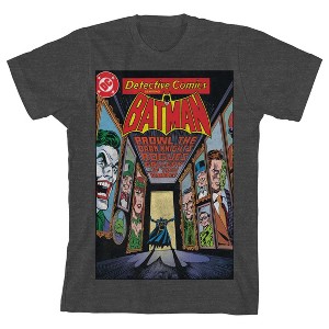 Batman Comic Book Cover Art Rogues Gallery Boy's Charcoal Heather T-shirt - 1 of 3
