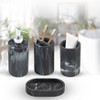 4pc Marble Resin marble effect Bath Accessory Set Black - KRALIX: Includes Dispenser, Tumbler, Dish, Holder - 2 of 4
