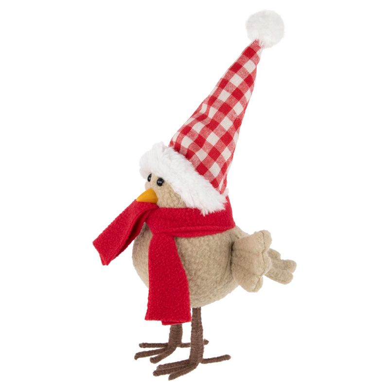 Northlight 10" Beige Standing Bird with Red Scarf and Plaid Hat Christmas Figure, 3 of 5