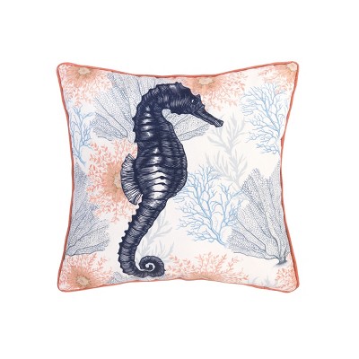 C&F Home 18" x 18" Coral Seahorse Printed Throw Pillow