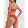 INSPIRE CHIC Women's Adjustable Spaghetti Straps Bikini Sets Ribbed High Waist Bottoms Swimwear Bathing Suits 2 Pieces - 3 of 4