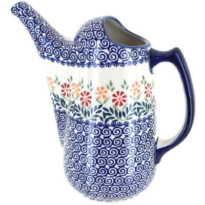 Blue Rose Polish Pottery Garden Bouquet Watering Can