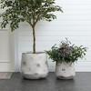 LuxenHome Rustic Off White with Brown Accents 12.2-Inch Tall Round MgO Planter Off-White - 4 of 4