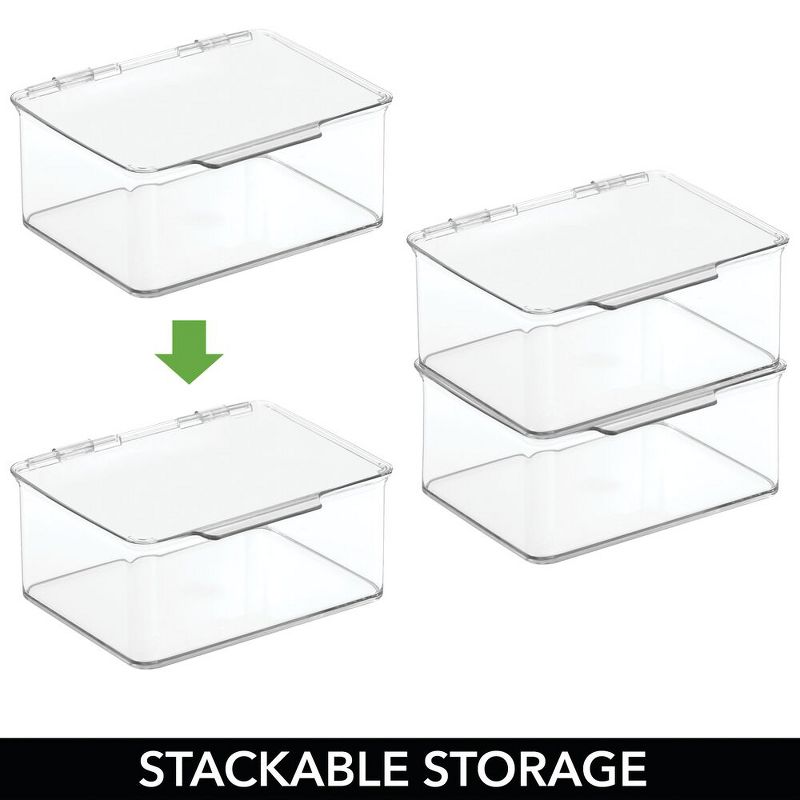 mDesign Stackable Plastic Bathroom Organizer Box, 4 Pack + 32 Labels, 5 of 7