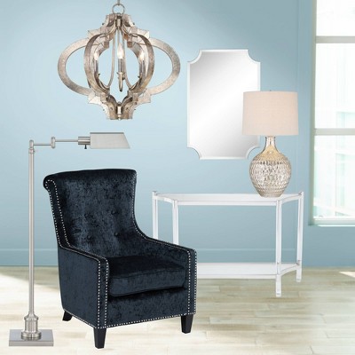 Waylon 28" White Mercury Glass Table Lamp with Drum Shade