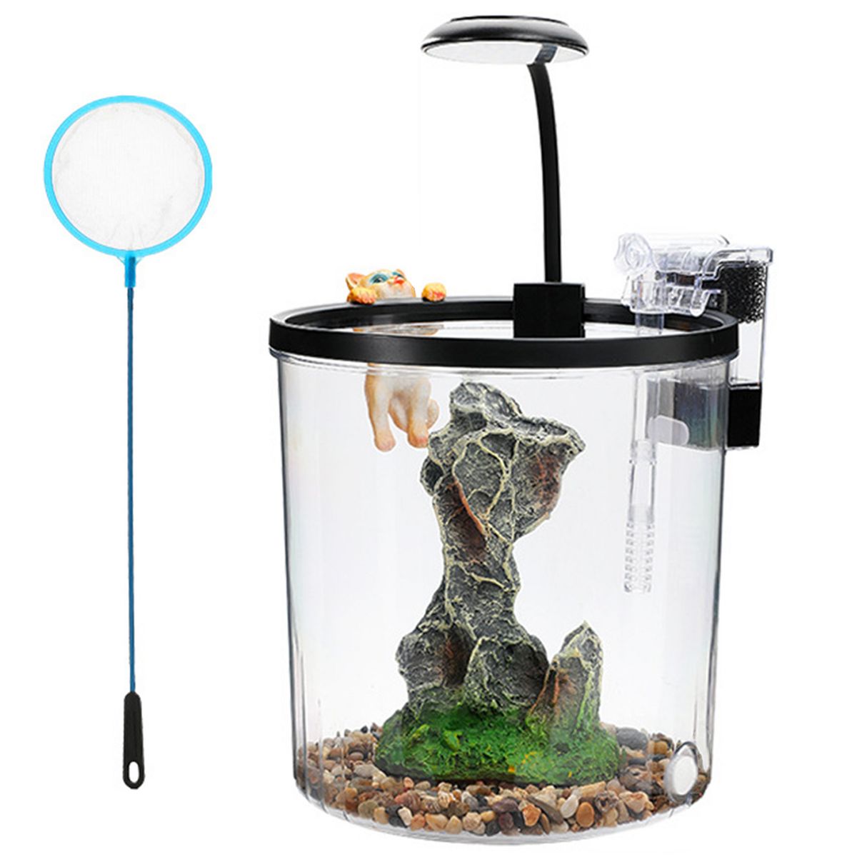 Garvee 1.5 Gallon Small Fish Tank, Betta Fish Tank kit with LED Light, Oxygen Generator, Fish Tank Starter Kits for Beta,Goldfish