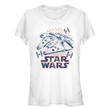 Juniors Womens Star Wars Spaceship Flash Print T-Shirt