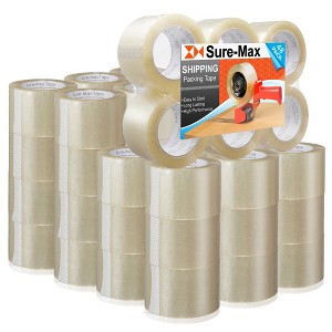 Sure-Max Extra-Wide Shipping & Packing Tape (3" x 110 yard/330' each) - Moving & Adhesive Carton Sealing - 2.0mil Clear - 48 Rolls - 1 of 4
