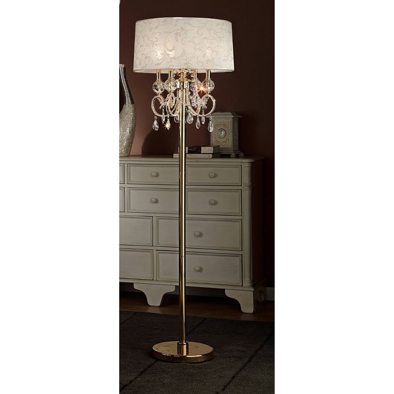 63&#34; Antique Crystal Floor Lamp with Crystals (Includes CFL Light Bulb) Gold - Ore International, 4 of 5