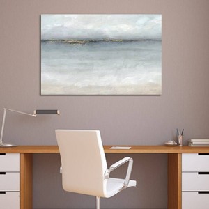 iCanvas Serene Sea Gray Gold Landscape by Cynthia Coulter Canvas Print Wall Art - 1 of 3
