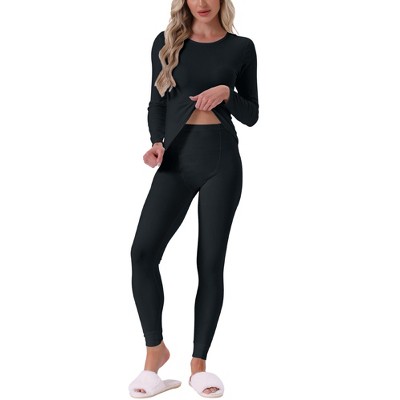 INSPIRE CHIC Women's Thermal Underwear Sets Long Sleeve Shirt with Leggings Cold Winter Base Layer Pajamas Set