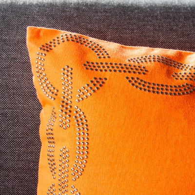 Safavieh Orange Embroidered Cotton Square Pillow Set