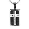 Steeltime 24" two tone stainless steel and 18k gold plated our father prayer crucifix dog tag pendant - 2 of 4