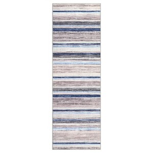 Machine Washable Indoor Modern Geometric Area Rugs with Stripped Lines, Soft Non Slip Floor Carpet for Home Office - 1 of 4