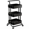 DOMETOUR 3 Tier Mesh Metal Rolling Utility Cart for Kitchen Living Room, Multifunctional Storage Cart with Lockable Wheels and Handle - 3 of 4