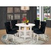 5-Piece Linen White Finish Solid Wood Top - Round Upholstered Dining Room Set  - Seats 4 - 2 of 4