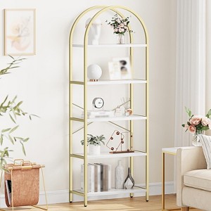 Arched Bookshelf, 5-Tier Open Bookshelf, Modern Bookcase Storage Shelves with Metal Frame - 1 of 4