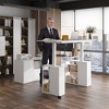 Famapy Liftable Writing Desk Computer Desk Right Angle Desktop Large Desktop One-piece Hollow Out Shelf White - 4 of 4