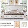 SinCiDo Farmhouse King-Sized Bed Frame 54" Headboard with 2 Large Drawers, Supported By Wooden Strips, No Spring Mattress Required, Noise Free - 4 of 4