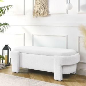 CAVINAS Storage Bench Storage Ottoman End of Bed Bench Linen Fabric Accent with Large Storage Space - 1 of 4