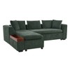 Merax L-Shaped Modern Chenille Fabric Sectional Sofa with Wooden Storage Compartment and Throw Pillows - 3 of 4