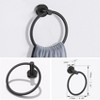 Itopfox 4 Piece Matte Black Bathroom Hardware Set Stainless Steel Wall Mounted Includes Towel Ring Toilet Paper Holder 2 Hooks - 3 of 4