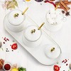 Aoibox Porcelain Sugar Bowl Set with Lid and Spoon, 3-Piece Condiment Jars for Coffee Bar, Salt and Spice Containers with Tray - 4 of 4
