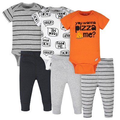 Image of Onesies Brand Baby Boys' Bodysuits & Pants Set - Pizza - Newborn - 6-Piece