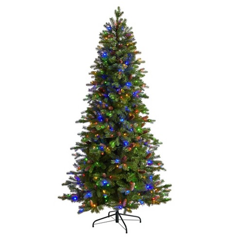 Lighted Ceramic Christmas Tree - Battery-Operated with Multi-Colored Lights  - 7.5 Inch