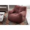 Airsurfer Soft Teddy Fabric Tufted Foam Bean Bag Chair With Teddy Fabric Bean Paste Red - 4 of 4
