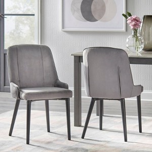 Set of 2 Welland Dining Chairs Gray - Lifestorey: Mid-Century Modern, Polyester Upholstery, Wood Composite Frame - 1 of 4