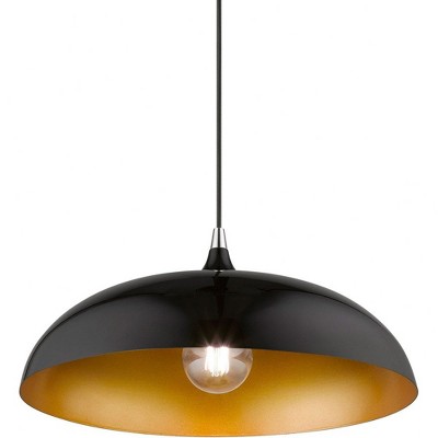 Shiny Black and Polished Chrome 18" Aluminum Pendant Light