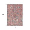 Coral Plum And Blue Floral Washable Indoor Outdoor Area Rug - 3 of 4